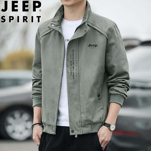 JEEP SPIRIT Jeep Jacket Men's Autumn and Winter Jacket Thick Stand Collar Business Loose Versatile Casual Men's Clothing Black Velvet XL
