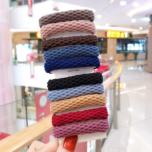Highly elastic and durable seamless towel ring rubber band headband Korean version does not hurt hair hair rope women's simple hair tie hair accessories random pattern mixed color 10 pieces