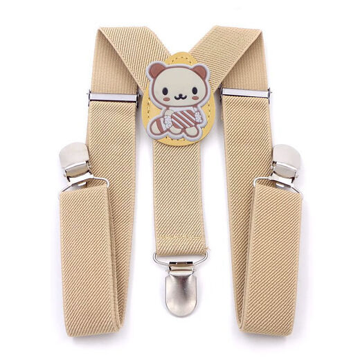 Qimeilian children's suspenders clip pants anti-fall artifact suspenders replacement shoulder straps children boys and girls baby suspenders clip XCZ beige yellow bear