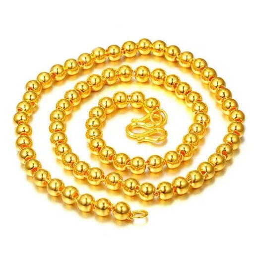 DRJEFUN new Vietnamese sand gold solid light bead necklace for men and women, non-fading glossy round beads transfer bead gold store, sand gold 10 mm thick, 60 cm long, 190 grams solid, sand gold exquisite gift box