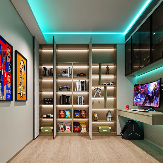 Sofia E-Sports Room Space Customization Game and Entertainment Space Whole House Customized Wardrobe E-Sports Display Cabinet Double Computer Desk Yuan/Sqm Customized Cabinet