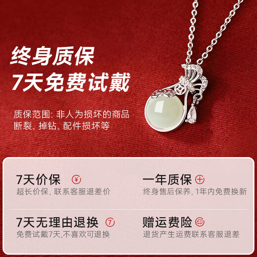 The only (Winy) Hetian Jade Silver Necklace Women's Pendant Birthday Gift Women's Valentine's Day Silver Jewelry for Girlfriend and Wife