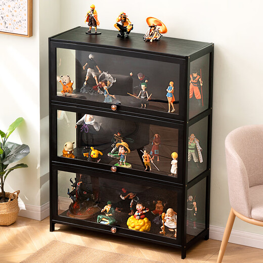 Trojan figure storage box display cabinet display cabinet shelf storage rack snack cabinet shelf cigarette cabinet sample cabinet wine cabinet storage black - five layers 70 long