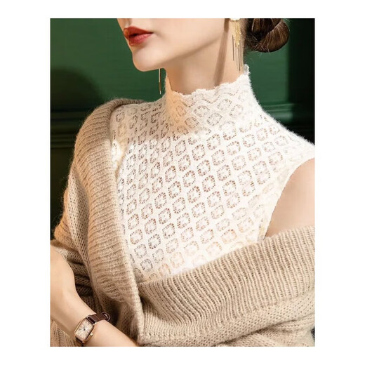 Zhidoudou Temperament sexy Stehkragen-Spitzenhemd für Damen, gebürstet, ärmellos, Frühling und Herbst, kariertes Rollkragen-Weste-Innenoberteil #1048 Aprikose S Empfohlen 80-95Jin Jin entspricht 0,5 kg