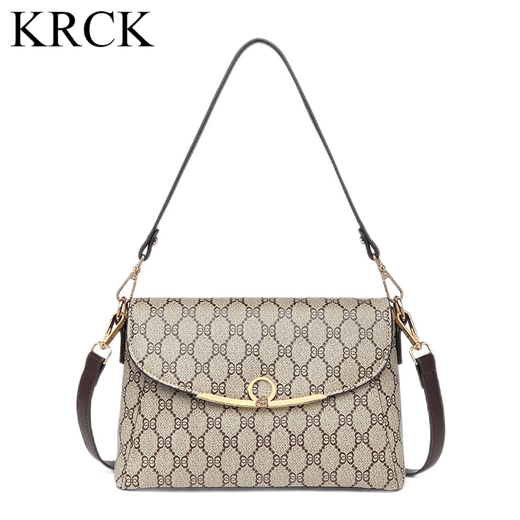 KRCK light luxury commuter new women's bag crossbody shoulder bag birthday gift for girlfriend and wife shell bag niche trend brown