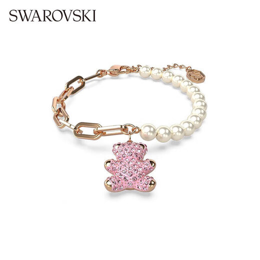 Swarovski TEDDY Pink Teddy Bear Imitation Pearl Girls Bracelet Female Bracelet Birthday Gift Female 5669169