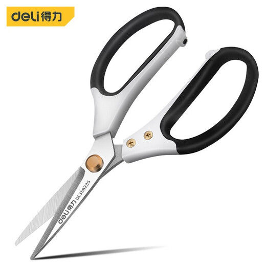 Deli multifunctional scissors zinc alloy handle kitchen office household strong industrial scissors large full metal scissors strong industrial scissors 235mmDL358235