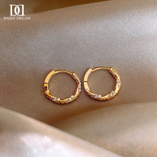 DAISY DREAM Möbius Earrings for Women 2025 New Hot Style High-Quality Hoop Earrings Temperament Earrings Unique Spring and Summer Earrings Golden Zircon Möbius Earrings