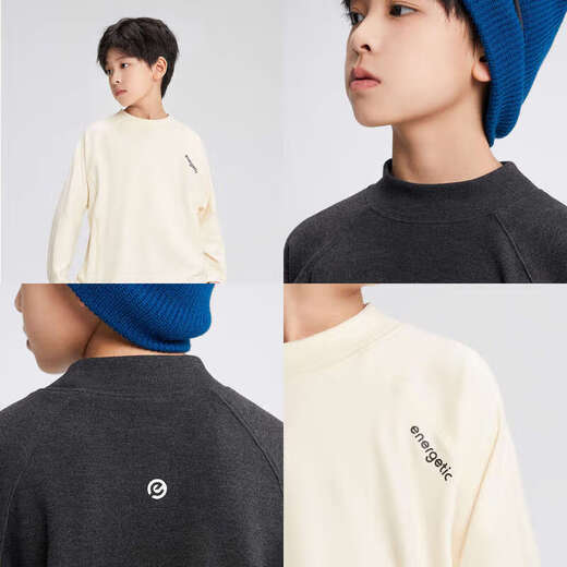 Zuoxi children's clothing boys' German velvet bottoming shirt children's half turtleneck autumn and winter 2025 new style boy's inner T-shirt off-white 160
