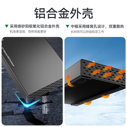 首杉移动硬盘盒 2.5/3.5英寸SAS/SATA硬盘外接盒 笔记本台式电脑机械SSD固态铝外壳硬盘读取盒 3.5英寸【SAS/SATA】硬盘盒