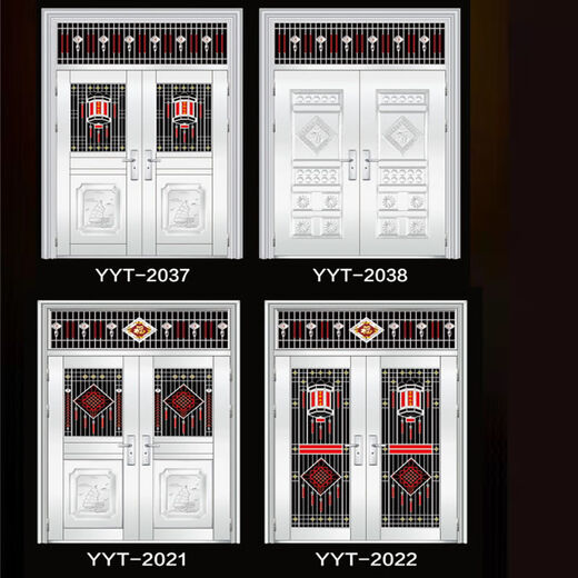 勤凯304不锈钢双开门入户门农村自建房双扇门防盗门大门进户门对开门 黑钛金 定制尺寸【每平方价格】