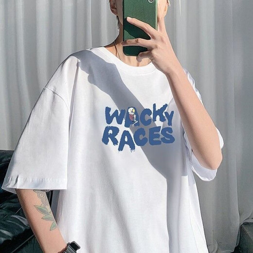 Gtyuwvg [9859 человек собирают] Pure Cotton Men's Men's Men's Summer New Fut Fot Fort Fort Fort Ins Ins Hong Kong Student Student White футболка [Snoopy Puppy] S