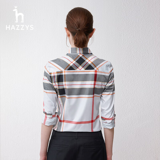 HAZZYS women's spring women's plaid urban commuting style long-sleeved shirt for women ASCSK1BAF02