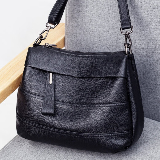 Grozd shoulder bag genuine first-layer cowhide new fashion versatile crossbody bag women's bag portable middle-aged mother bag black