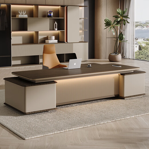 Guangdong Hui boss desk office desk and chair combination simple modern light luxury high-end leadership office chairman and president desk 2.4 meters boss table + boss chair