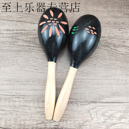 大号木质沙锤奥尔夫乐器儿童打击乐器幼儿园早教教具音乐沙球小学 大号太阳花A沙锤一个长24厘米 实木