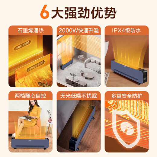 GREE Gold List Product Graphene Heater Household Electric Heater Rapid Heat Electric Radiator IPX4 Waterproof Heating Bathroom Clothes Drying Heater NJF-X9020