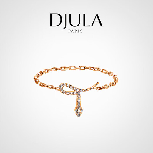 Shelly and Julep Magic Series 18K gold ring with diamond snake-shaped pendant rose gold and white gold 18K rose gold 52