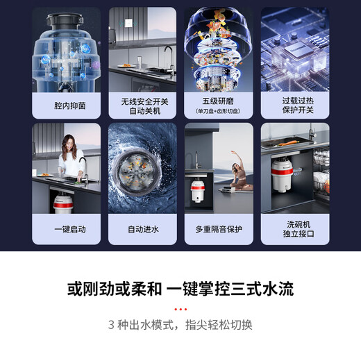 Honeywell kitchen waste disposer wireless switch automatic water inlet grinder can be connected to the dishwasher 326PRO flagship model X6 PRO