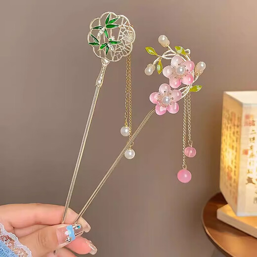 Yinmi (ENRMIIV) new Chinese style hairpin for women, high-end tassel step-shape hairpin, daily hairpin, ancient style Hanfu hairpin, headdress 44# rose tassel