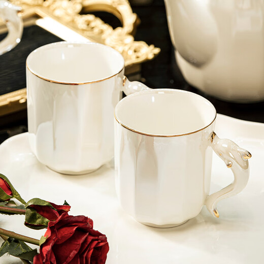 NINE CRANES Creative Jingdezhen Tea Set Light Luxury High-end Housewarming Gift New Home Cup Ceramic Kettle Living Room Hospitality Water Set 8-piece High-end Gift Box