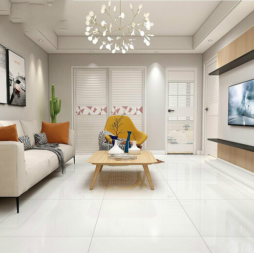 Qiaobole ceramic tiles floor tiles 800X800 living room floor tiles vitrified tiles 600X600 anti-slip wear-resistant engineering polishing white Pilates