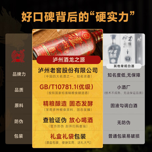 Luzhou Laojiao Sichuan 52% strong aroma liquor full box grain wine ration wine wedding banquet business banquet gift liquor gift box 52% 500mL 6 bottles strong fragrance gift box liquor full box