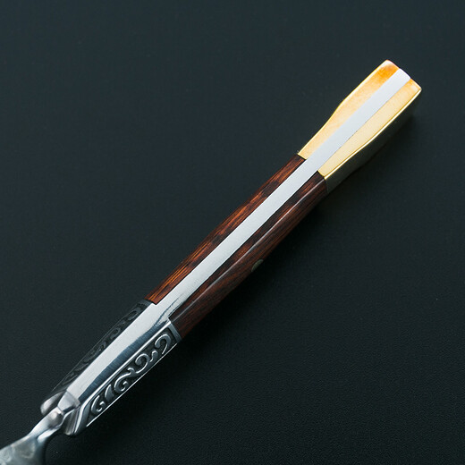 Rongshantang Mingyang Damascus steel tea spoon copper tea wood Kung Fu tea set accessories copper head snake grain wood Damascus tea spoon