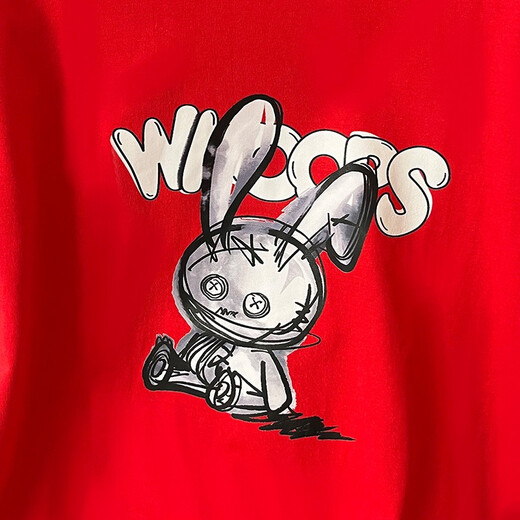 莎妮朵罗大码女装夏装新品胖妹妹显瘦款情侣装卡通印花遮肚子棉T恤16835 红色 4XL 建议175-200斤穿着