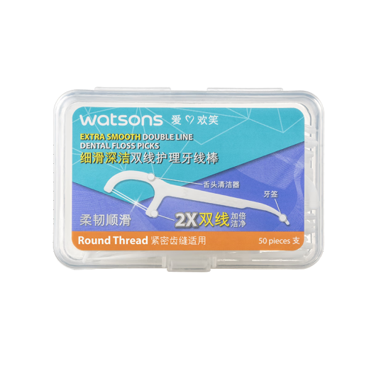 Watsons Smooth and Deep Cleaning Double Line Care Floss Sticks 50 pieces