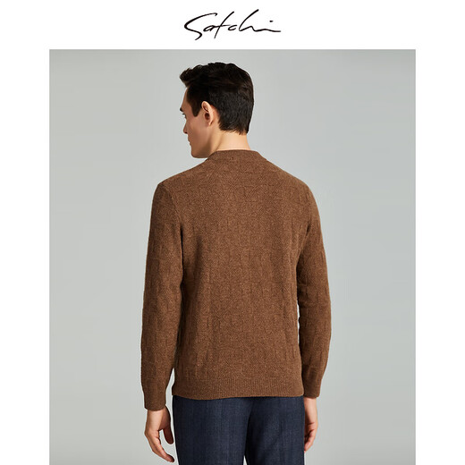 沙驰（SATCHI）男装商场同款男士毛衫2026冬季新款圆领山羊绒保暖毛衣 浅咖 50