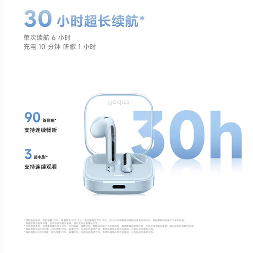 Xiaomi (MI) Redmi Buds 6 Vitality Edition Bluetooth Headphones 30 Hours Long Battery Life Suitable for Android and Apple Phones White