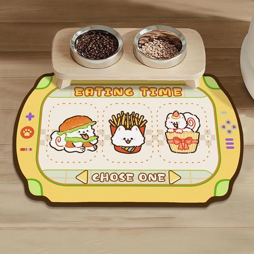 OEIN pet cat place mat, cat bowl mat, non-slip, anti-spill, cat and dog eating mat, silicone washable, thickened and waterproof, yellow sweet potato terms, 40cm*60cm, recommended by the store manager