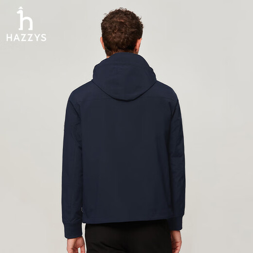 HAZZYS Men's Removable Hat Casual Sports Jacket Men's ASVZU0BCF07 Navy Blue NV 170/92A46