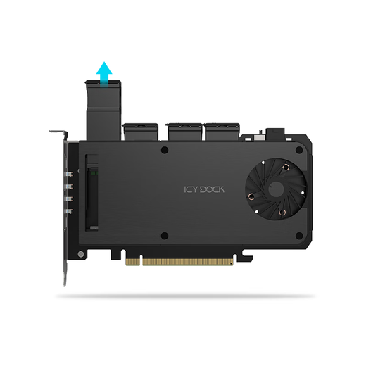 ICY DOCK艾西达克 4盘位M.2 NVMe SSD硬盘盒PCIe5.0转接卡PCIe4.0硬盘抽取盒免工具安装可抽取MB204MP-B/1B MB204MP-1B(PCIe4.0版)