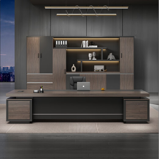 Tiju Light Luxury Boss Desk Office Desk and Chair Combination Simple Modern President Desk Executive Desk Supervisor Leader Computer Desk 2.2 Meter Boss Desk (Including Side Cabinets) High Quality