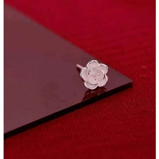 Chikuang Camellia Earrings 999 Sterling Silver Niche Light Luxury Earrings 2024 Temperament New Female Student Earrings Camellia Earrings Two Pack