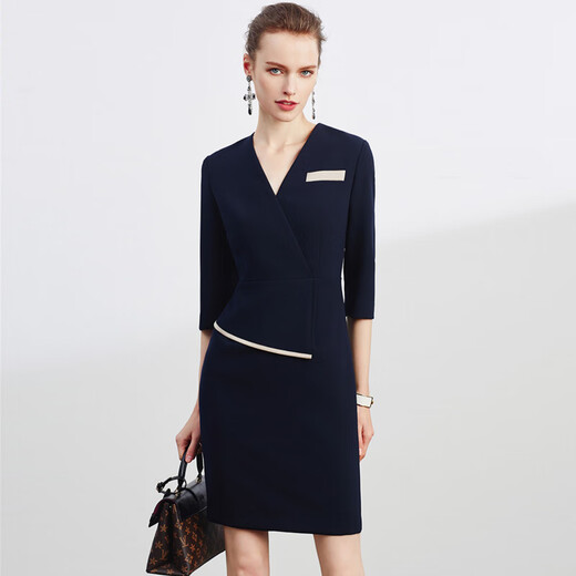 FASLOV Pendeln Exquisite Arbeitskleidung Damen Verkaufsabteilung Hotel Kundenservice Kleid Hosting Bankett Geschäftskleidung Weißes Kleid L