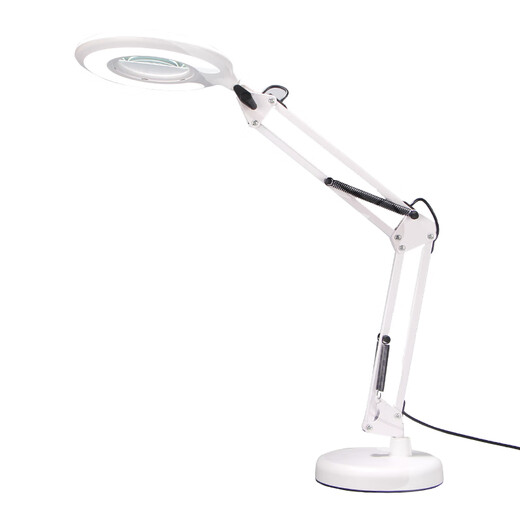 Yilin Nail Art Tattoo Filling Light Beauty Salon Special Cold Light Circle LED Ring Shape Eyelash Mobile Phone Live Dimming and Color Desk Lamp White Large Model - Lamp Arm Extended with Magnifying Glass