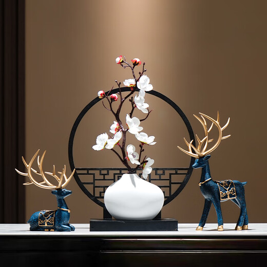European New Chinese Style Screen Zen Home Vase Ornaments Living Room Coffee Table TV Cabinet Retro Classical Chinese Style Ornaments Zen Vase Plum Blossom