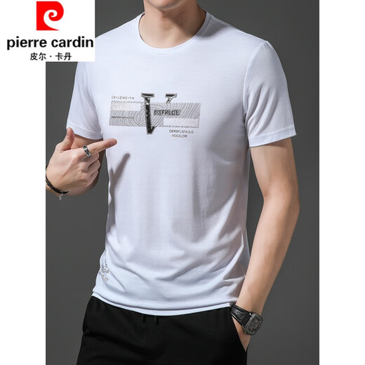La nueva camiseta de manga corta para hombres de Pier Cardinxia, ​​algodón puro de algodón puro, versátil, tapa delgada delgada, cuello redondo, chaqueta de sudadera 723 Diamond V [negro] corto 165/m sugiere 90-110jin [Jin equivale a 0.5 kg]