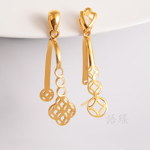 Yuyao safety buckle clip buckle 18k gold buckle accessories donut inlaid empty support thickened version pendant buckle melon seed buckle AU750 No. 6 thickened version - Chinese knot - 18k gold