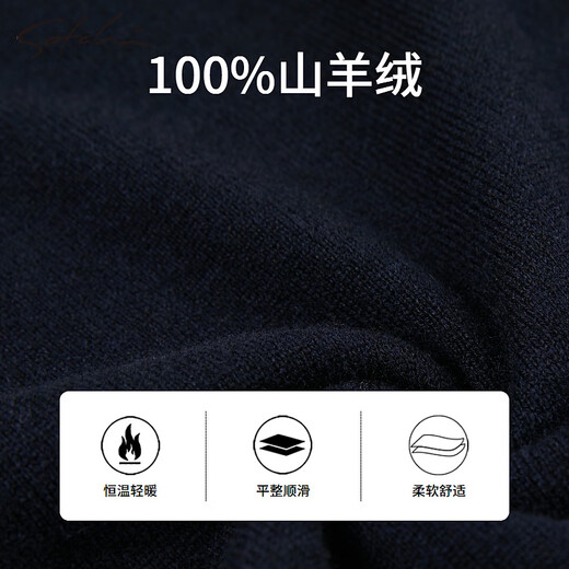SATCHI Men's Sweater Autumn New Light Mature Style V-neck Cashmere Sweater 100% Cashmere Navy 48