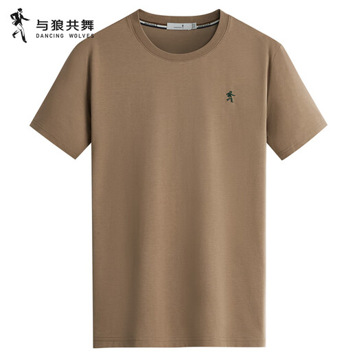 Tanzen mit dem Wolf [100% Baumwolle] modische und vielseitige atmungsaktive und komfortable, ungezwungene T-Shirt für Männer mit kurzer Ärmel 701 Khaki 170