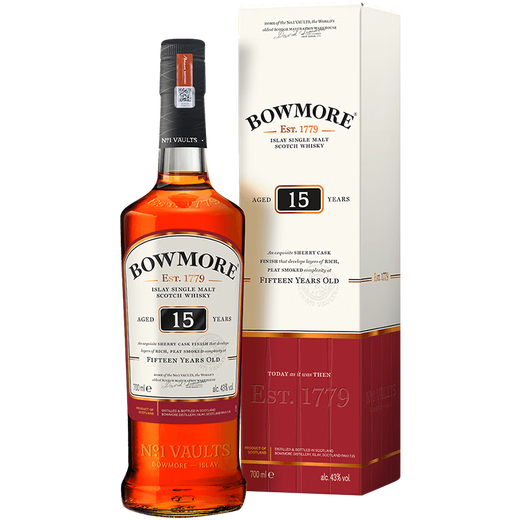 Bowmore 15-year-old single malt whiskey, British, Scottish, Islay wine 700ml