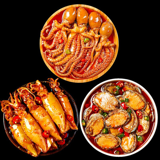 Hailingguan Spicy Octopus Seafood Canned Ready-to-Eat Delicatessen Lobster Tail Oysters Squid Octopus Canned Snacks Sample Sample 1 Can of Octopus