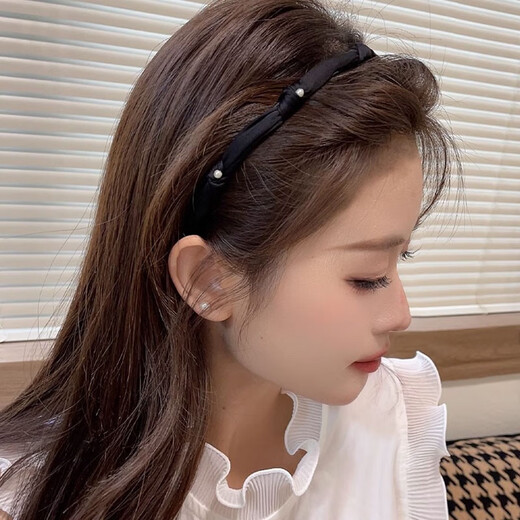 Idel Korea 2025 new high-end fine hair hoop spring and summer temperament Internet celebrity women's headband hair clip black hair bundle press black hair hoop F1202
