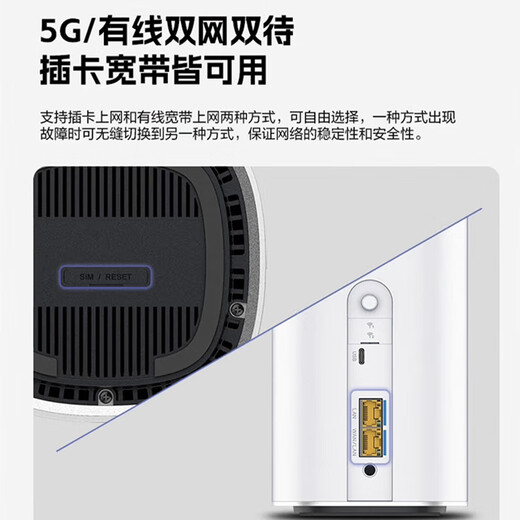 ZTE (ZTE) G5 Pro 5G mobile router CPE SIM card plug-in card for Internet access WiFi7 BE7200M 2.5G dual network port/MC8512 2024 flagship new product ZTE G5 Pro WiFi7 AI intelligent acceleration