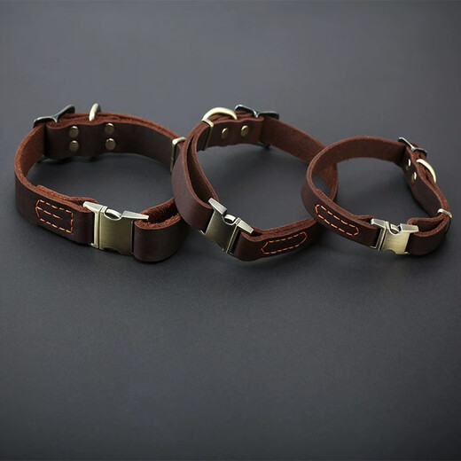 Dog Collar Cowhide Genuine Leather Dog Collar Large Dog Golden Retriever German Shepherd Dog Collar Genuine Leather Dog Collar Small Size (8-30Jin Jin equals 0.5kg) Size Ordinary Cowhide