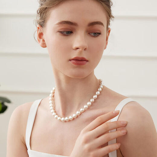 Tahitian 10-11mm Pearl Necklace Large Freshwater Pearl Bead Necklace for Mom and Wife as a Light Luxury Gift